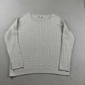 Talbots Sweater Womens 2X Gray Metallic Cable Knit Long Sleeves Pullover - Picture 1 of 9
