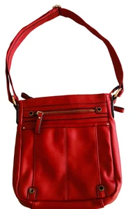 Tyler Rodan Red Faux Leather Crossbody purse shoulder bag multi zip pockets - Picture 1 of 4