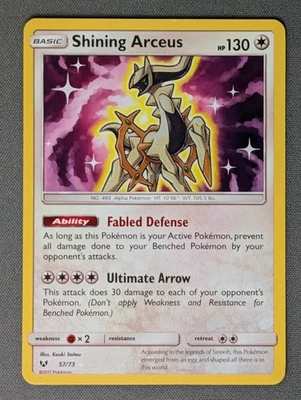 Pokémon TCG SHINING ARCEUS 57/73 Shining Legends Holo NM Near Mint Pokemon Card - Image 1 of 2