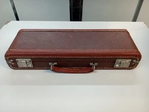 Vintage LEER Flöten Hartschalenkoffer Reisekoffer rot Samt innen hellbraun - Bild 1 von 18
