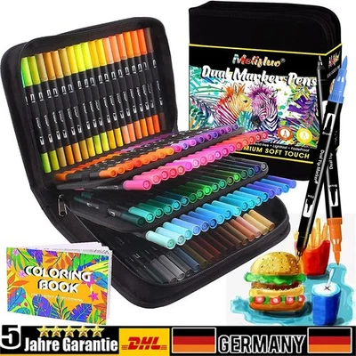 100 Farben Brush Pen Aquarellstifte Dual Brush Pen Filzstifte Pinselstifte Set - Bild 1 von 4