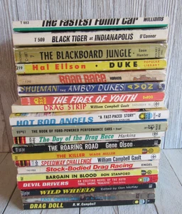 Vtg Lot 20 Drag & Car Racing Juvenile Delinquent Paperback Books 1950's-1970s - Imagen 1 de 17