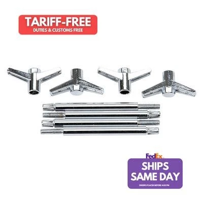 Edelbrock 4401, Set of 4 Chrome Steel 2Pc. Wing Bolts - 4.25In 4-Pack Performanc - Image 1 of 4