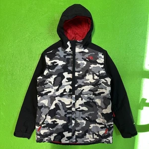 North Face Jacket Boys XL DryVent Hooded Waterproof Winter Outdoor Coat Camo - Picture 1 of 13
