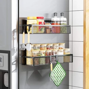 Magnetic Spice Rack for Refrigerator – 2-Pack Heavy-Duty Fridge Organizer Shelve - Picture 1 of 9