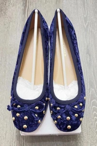 MARC FISHER Dark Blue Velvet Tempts Slip-on Dress Ballet Flats Women Size 7.5 - Picture 1 of 5