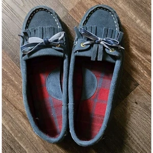 Cabela's Suede Leather Moccasin Loafer Flat Womens 11M Blue Casual Slip On - Picture 1 of 11