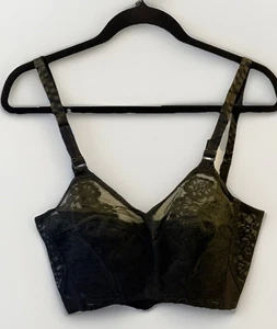 Vintage Promise by Poirette SEXY Black Lace Long Line Bra Sz 32 Boning Lingerie - Picture 1 of 11