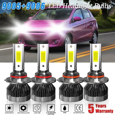For Mitsubishi Mirage 1989-1992 LED Headlight 9005 9006 Hi-Low Beam 4x White - Изображение 1 из 4