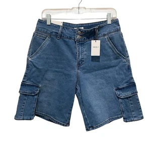 Forever 21 Baggy Denim Cargo Shorts Medium Wash Damengröße 29 neu mit Etikett - Bild 1 von 9
