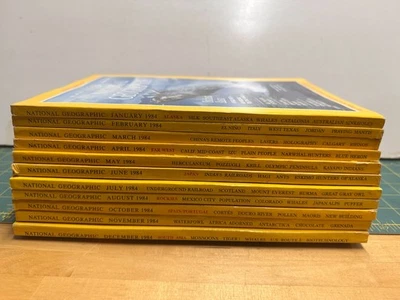 National Geographic Magazines Vintage 1984 Lot of 11 issues + 6 Map/Supplements Foto 1 de 4