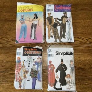 McCalls Simplicity Costume Patterns Tiger Genie Pioneer Clowns Adults Lot of 4 - Picture 1 of 9
