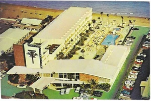 Vintage Florida Chrome Postcard Miami Beach Thunderbird Resort Motel Aerial View - Imagen 1 de 2