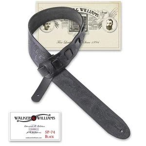 SP-74 Soft Black Premium Thick Italian Leather Guitar Strap Live Oak Tooling - Picture 1 of 6
