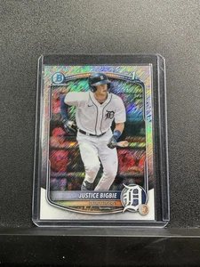 2025 Bowman Chrome Justice Bigbie #BCP-215 Prospects Shimmer 1st Bowman - Picture 1 of 2