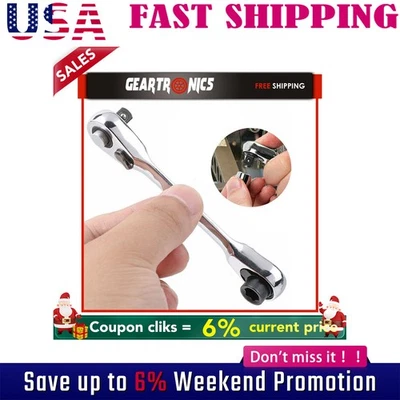 1/4" Mini Double-Ended Quick Socket Ratchet Wrench Rod Screwdriver Bit Tool - Image 1 of 4