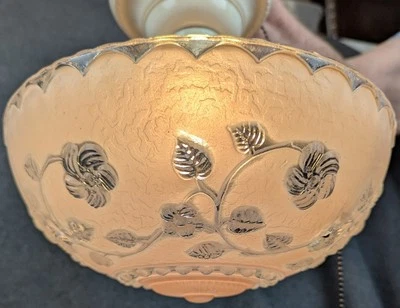 3-Chain Porcelain PORCELIER Ceiling Fixture with CONSOLIDATED GLASS Shade - Image 1 of 4