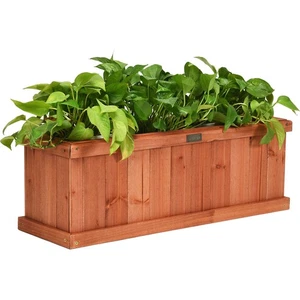 Costway 28" Wooden Flower Planter Rectangular Box Decorative Window Box Garden - Picture 1 of 6