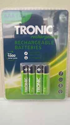 TRONIC AAA Micro NimH Rechargeable Batteries 4 PACK 1000mAh Battery 1.2v   - Image 1 of 3