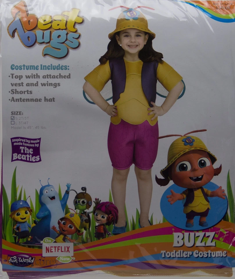 Size Small 2t / 3t Netflix Beat Bugs Buzz Toddler Halloween Costume