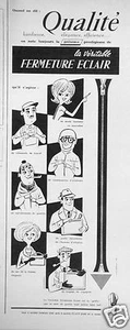 PUBLICITÉ 1960 LA VRAI FERMETURE ÉCLAIR QU'IL S'AGISSE DE SACS DE VÊTEMENTS - Imagen 1 de 1