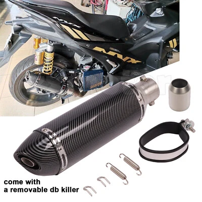 Universal Motorcycle Exhaust Muffler Pipe Carbon Look Tips Scooter 370mm 14.6" - Image 1 of 4