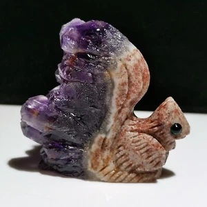 Natural Amethyst, Quartz Mineral Specimen, Hand-Carved Hedgehog Healing, M19 - Picture 1 of 8