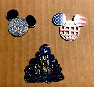 Disney Trading Pins, 2 Mickey Mouse Ears 1 Disney Castle - Picture 1 of 2
