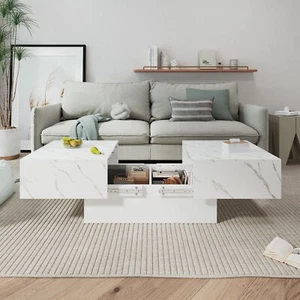 Modern Coffee Table Extendable Center Table with Hidden Storage Compartments - Picture 1 of 11