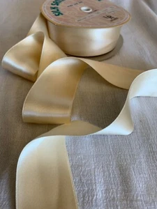 Cream 100% Silk Double Faced Satin Ribbon - 36mm/1.5" Pure Silk Ribbon - Picture 1 of 4
