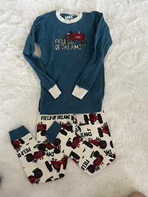 Field Of Dreams Youth PJ Set Lazy One Long Sleeve Tractor Winter NEW SIZE 10 S/M — 第 1/2 张图片