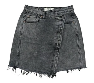 Free People Parker Wrap Front Denim Mini Skirt NWT Sulphor Black - Picture 1 of 1