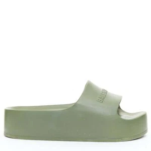 BALENCIAGA Chunky green debossed logo rubber platform pool slides EU36 - Picture 1 of 11