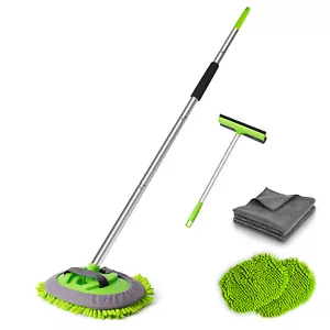 62" Microfiber Car Wash Brush Mop Kit Mitt Sponge with Long Handle Car Cleaning - Picture 1 of 11
