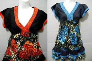 Bohemian Summer Dress Sundress Sun Evening Vacation Flower Mini Short Floral NEW - Picture 1 of 5