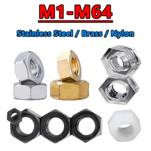 Hex Nut Hexagon Nuts M1 M1.2 M1.4 M1.6 M2 M2.5 M2.6 M3.0 M3.5 M4 M5 M6 M8 - M64 - Picture 1 of 22