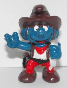 20122 Cowboy Smurf 2-inch Plastic Figurine Cow Boy Rodeo Figure Ranch Hand - Picture 1 of 2