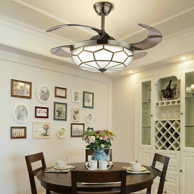 Tiffany Style 42" Ceiling Fan Light Chandelier with Retractable Blades - Image 1 of 4