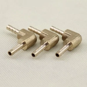 NEW Brass Barbed Tube Pipe Fitting Hose Barb Elbow 90 Degree 1/8 Inch (4mm) 3Pc - Picture 1 of 7