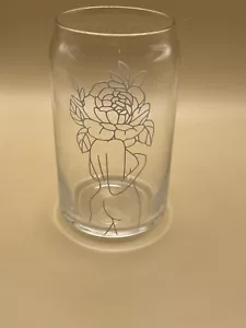 16 Unzen Bierglas dosenförmig-akt weiblicher Körper Umriss mit Blumen - Bild 1 von 4