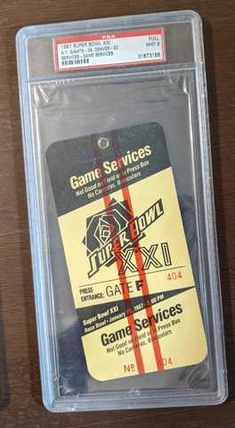 1987 SUPER BOWL XXI NY GIANTS 39, DENVER 20 GAME SERVICES TICKET PSA 9 MINT Cover