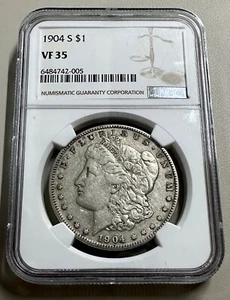 1904-S Morgan Dollar NGC VF-35 Key Date Strike 90% Silver Collectors Coin - Picture 1 of 4