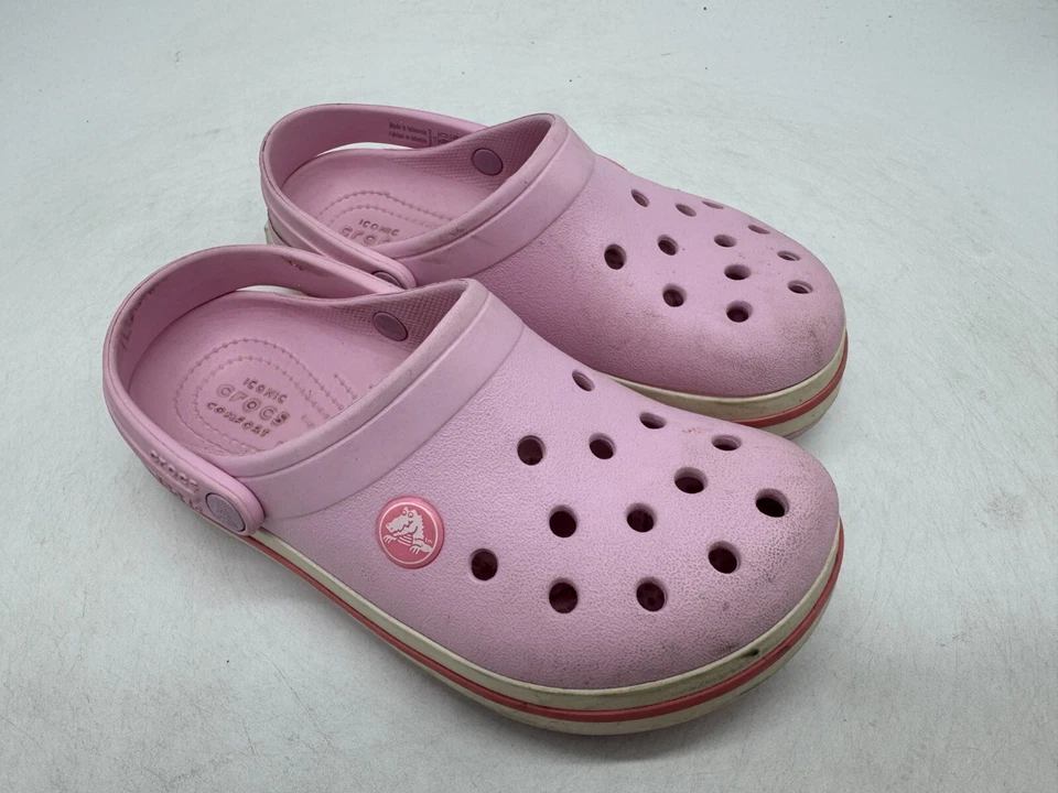 Crocs Crocband Classic Slip-On Rubber Casual Clog Kids Pink Slingback - C13 - Image 1 of 4