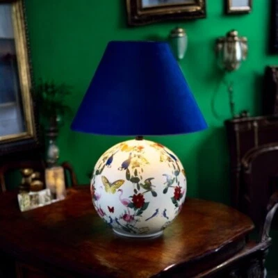 Antique Style Hand Painted Table Lamp Amazonian Tropical Light Vintage Lighting - Image 1 of 3