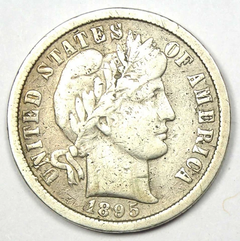 1895-O Barber Dime 10C Coin - VF Detail - Rare Key Date Coin! Cover