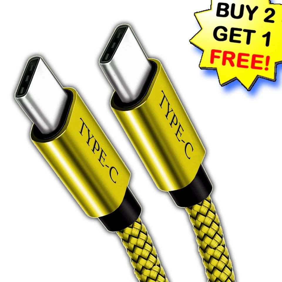 NEW (USB-C to USB-C) Cable Male Type-C Cable Cord Fast Charger Charging Data  - Image 1 of 3