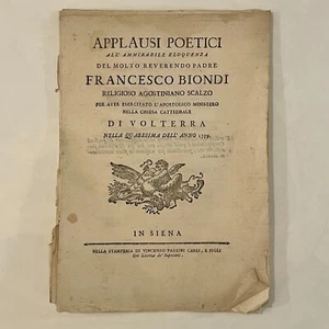 Applausi Poetici 1779 Biondi Siena Volterra - Picture 1 of 5