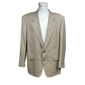 Corneliani Cotton Houndstooth Green Red Ecru Regular Fit Blazer Sport Coat Sz 54 - Picture 1 of 7