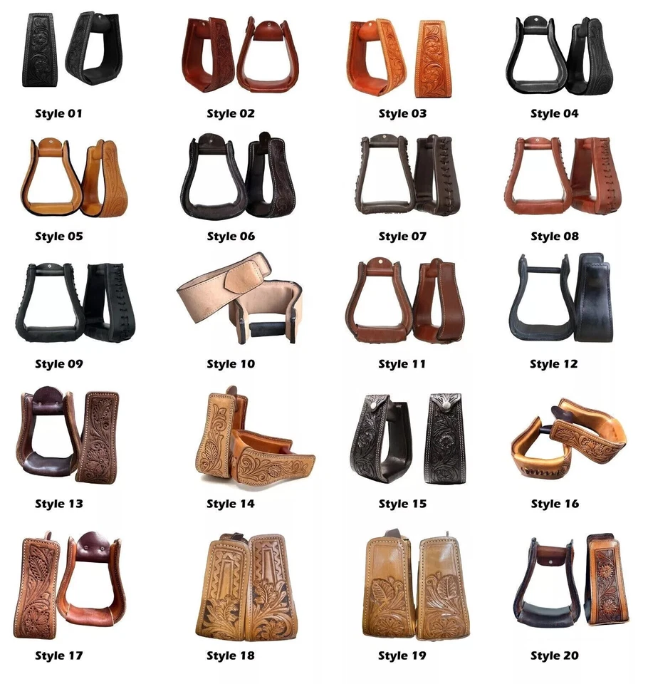 RIDEX Pferd Western Steigbügel Saddle Tack Floral Handarbeit verziert Leder bezogen...