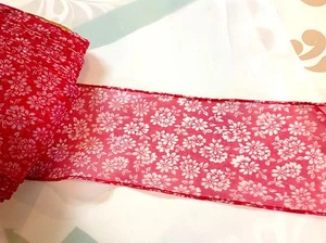 Vintage Red Sheer Floral Trim 4 inches wide 2 yards - Picture 1 of 2